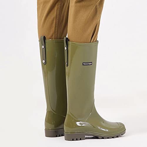 Image of planone Tall Rain Boots Women Fashion Waterproof Boots for Women Light Outdoor Garden Shoes Muck Boots for Ladies Non Slip Work Shoes Rubber Boots with Premium Comfort Insole