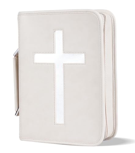 Vegan Leather Bible Cover Case, White