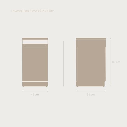 Miniatura 2 de Lavavajillas D3y Slim - 45 Cm, 11 Servicios, Clase Energética D, Diseño Slim Compacto, 6 Programas, Media Carga, Inicio Diferido, Secado Extra, Funcionamiento Silencioso Inox
