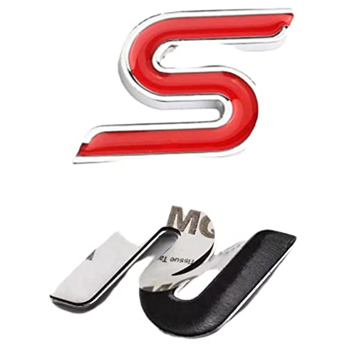 Image of New 3D Zinc Alloy S Emblem Badges car Rear Fender Trunk Sedan Letter Suitable Sticker for Sedan(Red Silver Outline)