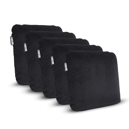 Image of CareFoam Memory Foam Square Cushion for Car, Sofa /Diwan, Bed, Chair & Decoration | Highly Durable, Hypoallergenic | 14 inchx 14 inch x 4 inch | Velvet Cover | Black, Pack of 5