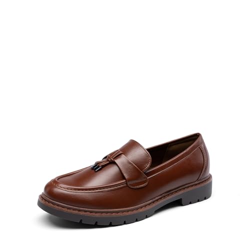 DREAM PAIRS Loafers for Women Slip On Loafer Comfortable Dressy Casual Business Office Shoes 7 Tan