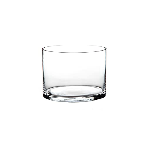 LOLAhome Jarrón Cilíndrico de Cristal Transparente Decorativo para Flores, Diseño Redondo, Ø 20x15 cm, Resistente y Elegante, para Decoración de Interiores, arreglos Florales, Centros de Mesa.