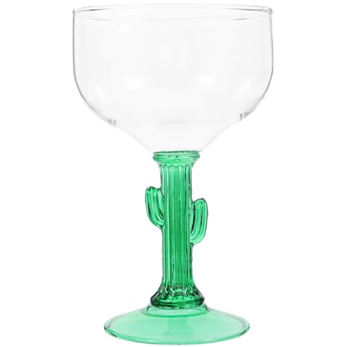 ABOOFAN Cactus Margarita Glass, 400ml Unique Goblet Glass Wine Cocktail Cup for Hawaiian Party, Bar
