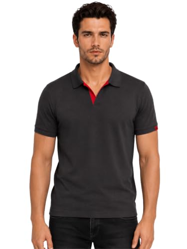 Image of Status Quo Men's Polo T-Shirt | Rich Cotton Blend | Slim Fit | All Day Comfort | Contrast Inner Placket | Polo Collar