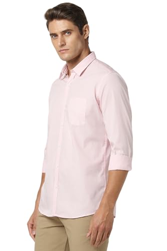 Image of Peter England Men's Solid Slim Fit Full Sleeve Casual Shirt| 100% Cotton