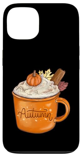 秋 カップ チョコレート コーヒー かぼちゃ シナモン クリーム リーフ ギフト スマホケース iPhone 13 用