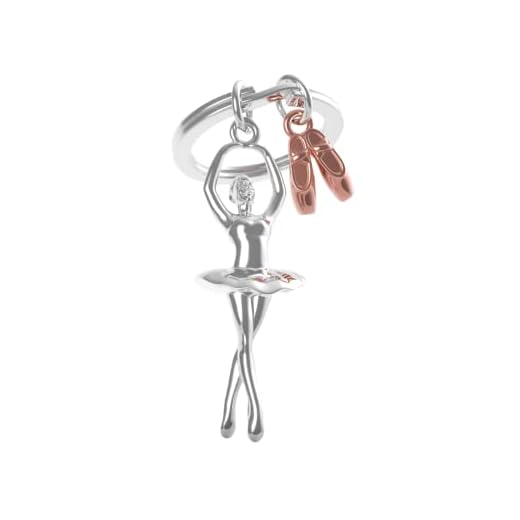 METALMORPHOSE MTM220-02 - Llavero bailarín estrella y zapatillas, Plateado, oro rosa, talla única
