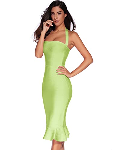 Image of meilun Womens Halter Fishtail Bandage Party Dress Elegant Wedding Guest Dress