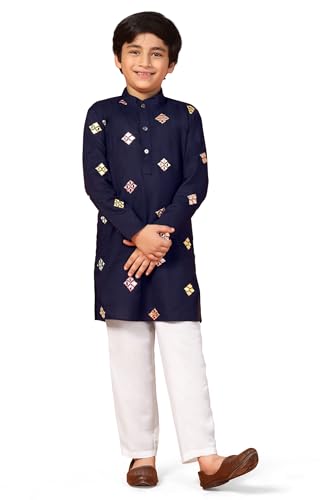 Image of Fashion Dream Boys Cotton Blend Geometric Kurta Payjama Set| Ethnic Set