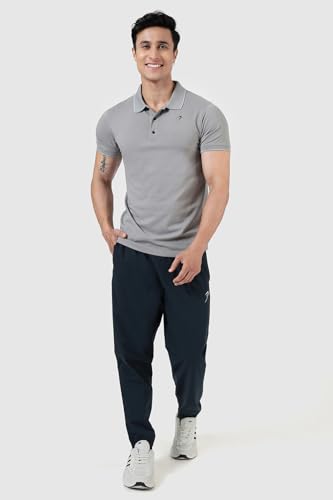 Image of FUAARK Men Slim Fit Pique Aura Polo Tshirt with Short Sleeves & Reflective Chest Logo -