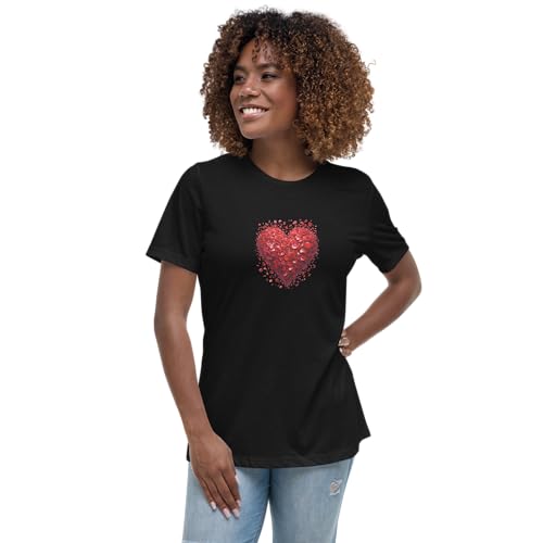 T-shirt Saint-Valentin femme rose rouge : haut décontracté motif heart from red roses chic