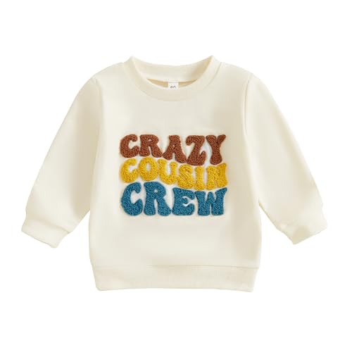 Toddler Boy Fall Winter Sweater Cousin Crew Shirts Long Sleeve Letter Embroidery Crewneck Pullover Tops Clothes - Main Image