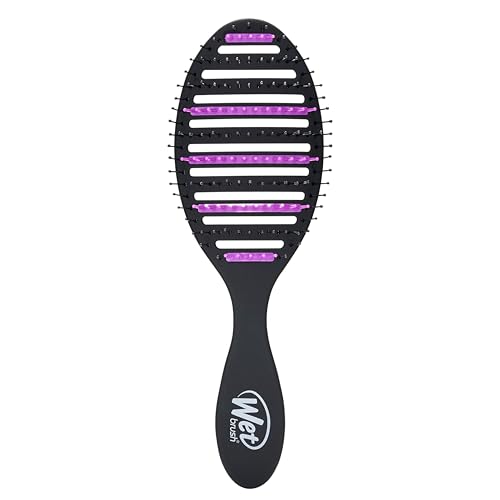 Wet Brush Refresh and Extend Speed Dry Black Detangling Hair Brush -Vented Design and Ultra Soft HeatFlex Bristles Are Blow Dry Safe -Removes Dirt Excess Oils and Impurities-Charcoal Infused Bristles