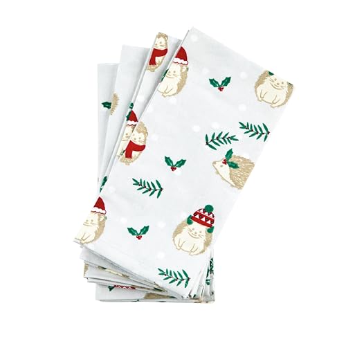 Servilletas de erizo navideñas de algodón textil Premier para mantel festivo 2