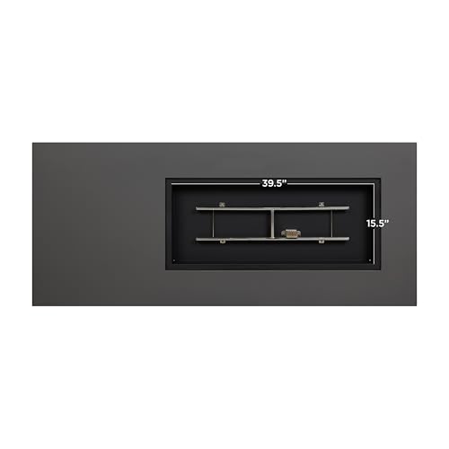 Image of Real Flame Aegean 72in Rectangle Propane or Natural Gas Fire Pit Table, 65,000 BTU, Powder-Coated Steel, Push-Button Ignition, CSA Certified, Stainless Steel Burner with Lid (Weathered Slate)