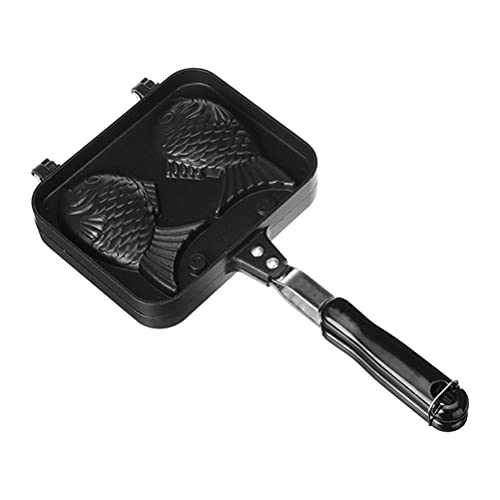 Chiyyak Fisch geformt Waffelpfanne, Antihaft Beschichtung Waffel Kuchenform Mini Waffeleisen für Gasgrill 7 x 14,3 Zoll