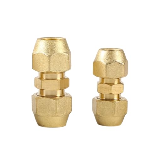 Lyivisk Lot de 2 raccords doubles pour tuyaux en cuivre - Raccord de tuyau en cuivre en laiton - Accessoires de climatisation sans soudure - Rallonge pour...