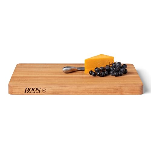 John Boos Chop-N-Slice Series Rectangular Wooden Maple Cutting Board 18”x12” – 1.25” Thick, 8-lb Reversible Butcher Block with Eased Corners & Edge-Grain – Made in The USA