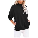 Chemise Ete Manche Longue,Mode Fluide Shirt Chic Travail Sport Top Fluide Leger Manches Longues Élégant Infroissable Col Rond Chemisier 2023 Le Printemps Derniers Modèles Femmes Noir 2XL