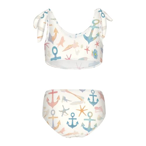 KLL Ocean Simple Anchors Girl 2 Piece Bikini Sets Beach Bathing Suit Swimwear Cute Shoulder Strap2