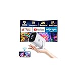 【Built-in APPS & Electric Focus & Auto Keystone】 Mini Projector with WiFi 6 & Bluetooth 5.3, Supports 4K, 1080P Portable Smart Projector, Compatible Smartphones/TV Stick/Computer/Video Games/HDMI/USB