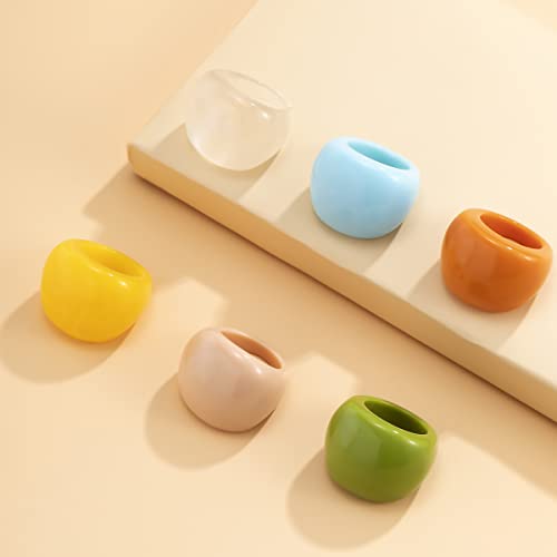 Uarein 2Pcs Multicolor Resin Chunky Rings.transparent Acrylic Rings Exaggerated Knuckle Finger Rings Charm Geometric Jewelry Gifts For Women Teen Girls (Blue&Transparent) #TOP6