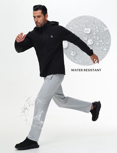 Image of baleaf Men's Fleece Lined Water Resistant Pants Winter Thermal Sweatpants with Zipper Pockets Warm Open Bottom