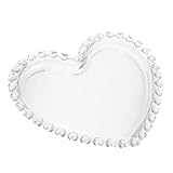 ZUNOXAZ Bandeja de Vidrio Forma de Corazón Plato Llano Decorativo para Servir Aperitivos y Frutas Bandeja Multiusos para Postres y Joyas Adecuado para Reuniones y Fiestas