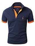 GLESTORE Mens Polo Shirts Short Sleeve Golf T-Shirts for Men Cotton T Shirt Poloshirt Navy L