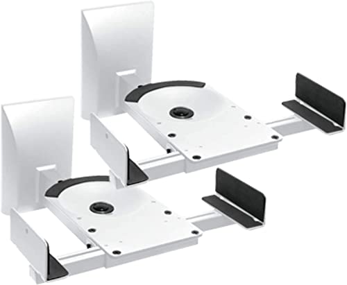 Sat-Fox Lautsprecher Wandhalterung Universal Regal Boxen Wandhalter Regalboxen 2 er Paar 25 kg belastbar werkzeuglos schwenken neigen Halter Wandmontage Box Befestigung Schrauben Dübel Wand Weiss Cover