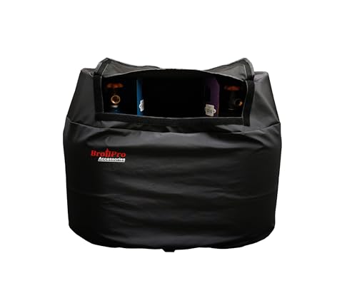 BroilPro Accessories RV Trailer Propane Tank Cover Fit for Dual 20lb Tanks Waterproof Replacement Covers for RV/Trailer/Camper RV Parts RV Accessories -Black