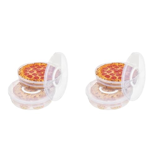 La Mejor Selección de Portatartas Top 5. 41 ZEYUXXRUR - Portatartas de 12 pulgadas con tapa y divisor, paquete de 4 contenedores reutilizables para almacenamiento de pizza, portatartas expandible con asa