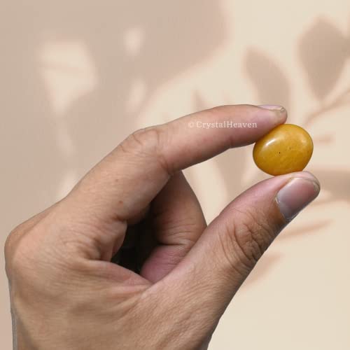Image of Certified Yellow Jasper Crystal Healing Tumbled Stone, Natural Polished Crystals for DIY Crafts, Manifestation, Meditation, Pooja Feng Shui and Reiki Healing (30 Grams)