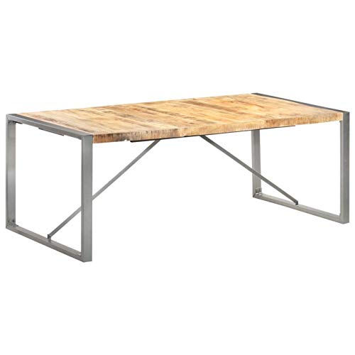 Brokky Mesa de Comedor Madera Maciza de Mango Rugosa 200x100x75 cm Mesa Comedor mesas de Cocina Mesa de Salon mesas de Comedor