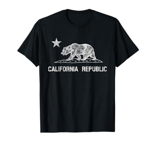 California Republic Flag Distressed Bear T-Shirt