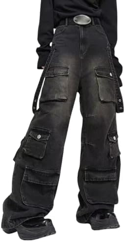 Baggy Cargo Pants for Men Women Wide Leg Jeans Y2k Hip Hop High W...