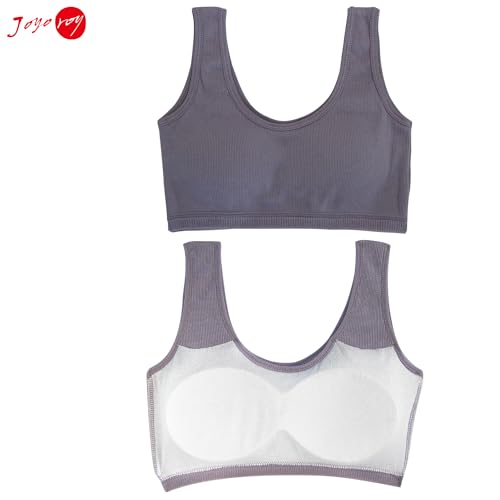 Joyo roy Training Bras for Girls Sports Bras for Teens Stretch Organic Cotton Kids Sports Bra 3 Pack Girls Crop Top Ages 8-164