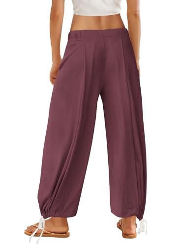 Yanekop Womens Baggy Wide Leg Pants Casual Fall Loose Palazzo Pants High Elastic Lounge Trousers with Pockets 20253