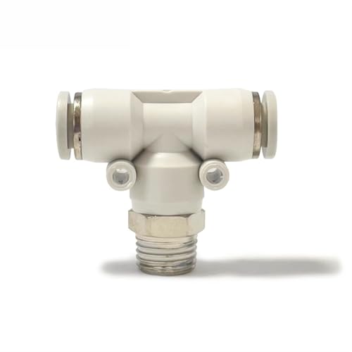 Conectores neumáticos tipo T PB10-02 de clavija rápida con camiseta roscada, pack de 30 5