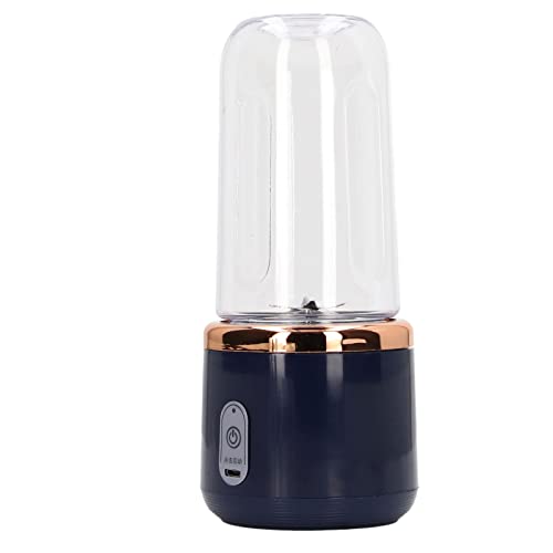 Mini-Mixer, 1200-mAh-Akku, 6 Klingen, Tragbarer Mixer, 300 Ml Fassungsvermögen, USB-Aufladung für Kaffee (Blau, 6 Klingen, Deckel)