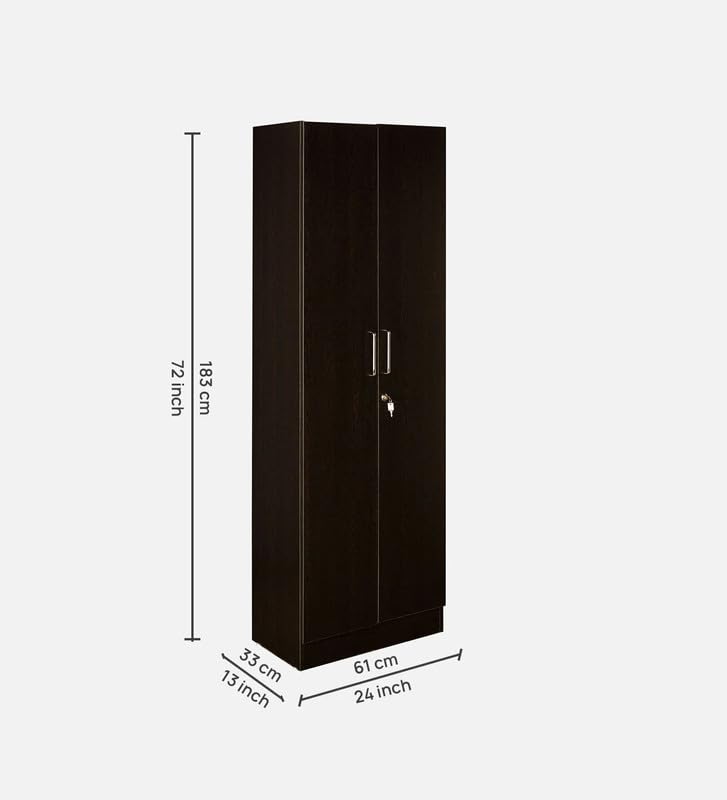 Image of Mintwud Pepperfry Engineered Wood Kenzou 2 Door Wardrobe | Wooden Almirah with Adjustable Shelves Storage Cabinet Cupboard for Bedroom Living Room Home Furniture (Wenge Finish)