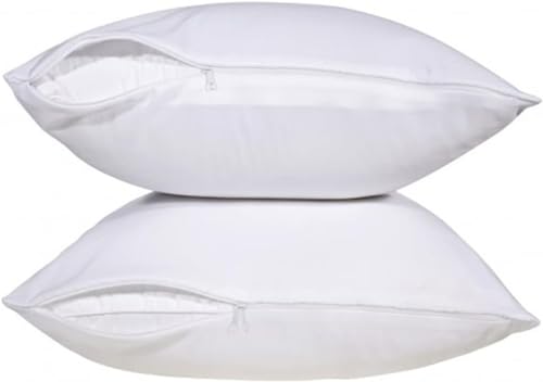 2 Pack, 100% Polypropylene Spunbonded Fabric Zippered Pillow Protectors Pillow Encasement, Washable, Breathable, Waterproof, Allergy Protection.