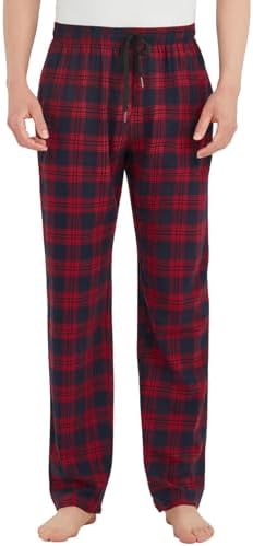 Idtswch Tall Mens Pajamas Pants 34 Inseam Plaid Lounge Pants Sleepwear Bottoms Red