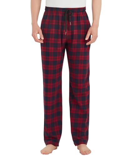 Idtswch Tall Mens Pajamas Pants 34 Inseam Plaid Lounge Pants Sleepwear Bottoms Red