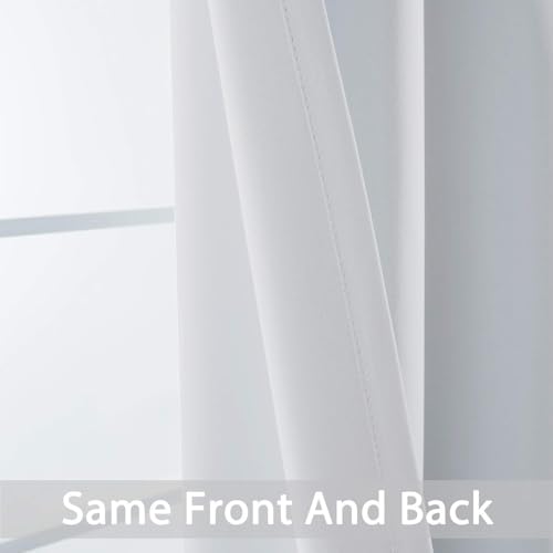 Yakamok Greyish White Curtains for Bedroom,Grommet Thermal Insulated Room Darkening Curtains for Living Room, 62W x 63L, 2 Panels
