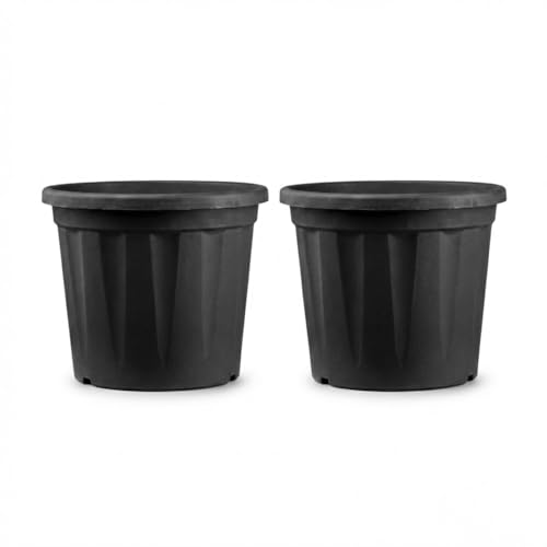 Indian Gardening | 20 Inch Heavy Duty Plastic Planter | Grower Pot/Garden Pot for Home & Garden (Black) (Pack of 2)