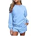 Sweatsuits for Women Set 2 Piece Sweatshirt Short Set Lounge Wear Trendy Tracksuit Comfy Fashion Outfits Clothes Light Blue M