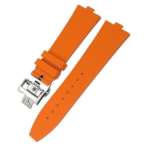 Bracelet de montre en caoutchouc fluoré convexe 24-7mm pour montre de luxe Overseas noir