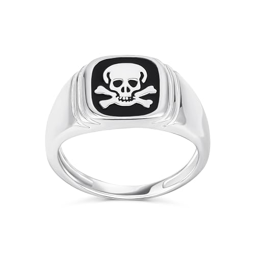 Bague crâne argent 925 et onyx noir au design haut de gamme pour femme et homme